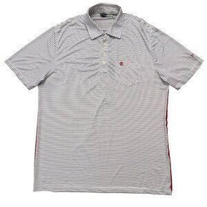 G/Fore Polo Shirt Mens XL Short Sleeve Performance Golf Pocket White Striped
